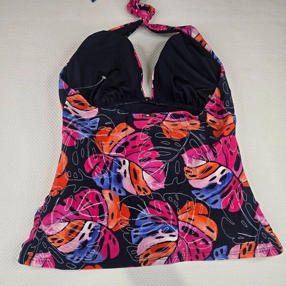Tommy Hilfiger Halter Tankini Top Tropical Leaf Print Womens Swimwear Size M Pin - Picture 5 of 6